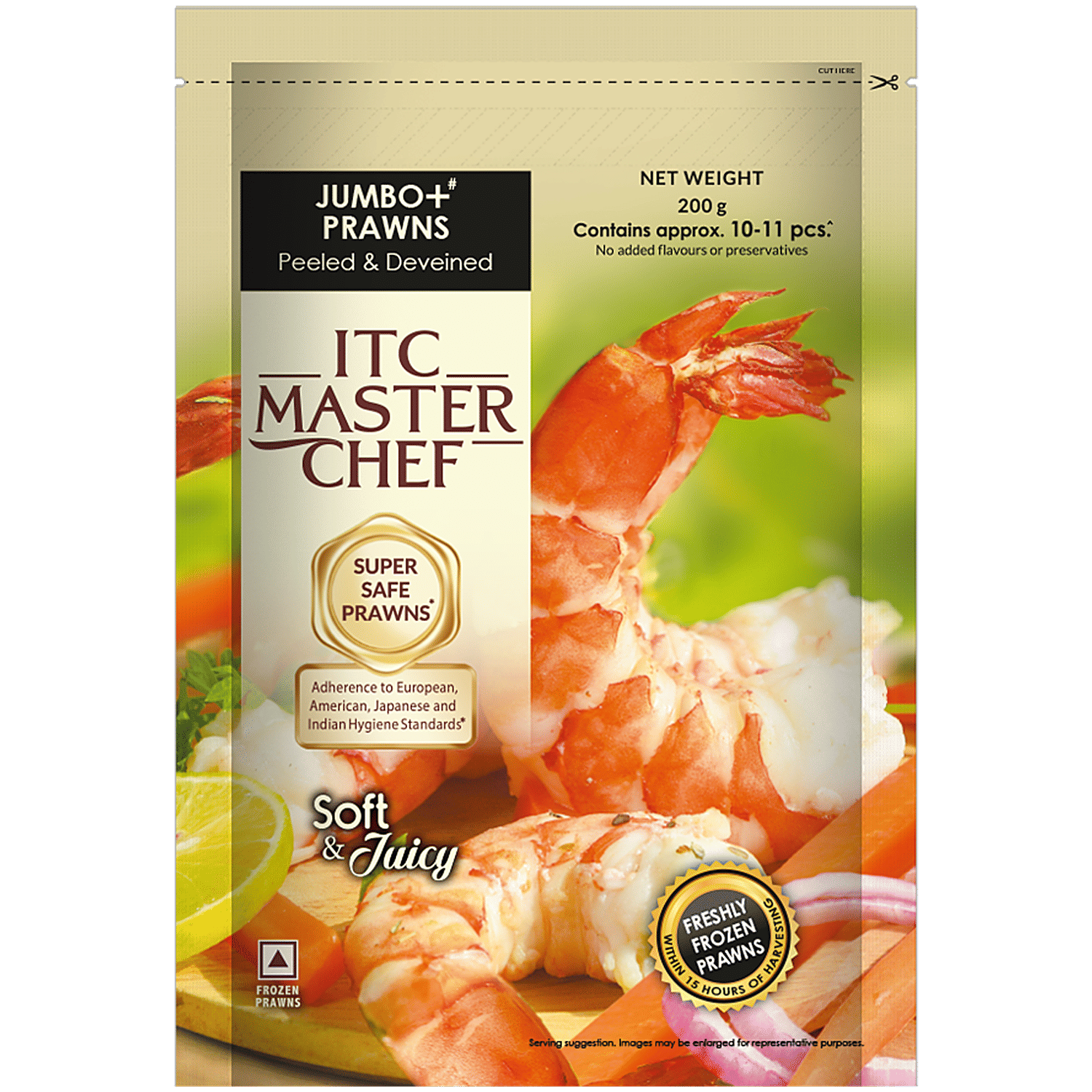 Itc MasterChef jumbo+ prawns 10 11 200gm